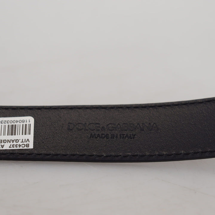 Dolce & Gabbana Blue Calf Leather Silver Tone Metal Buckle Belt