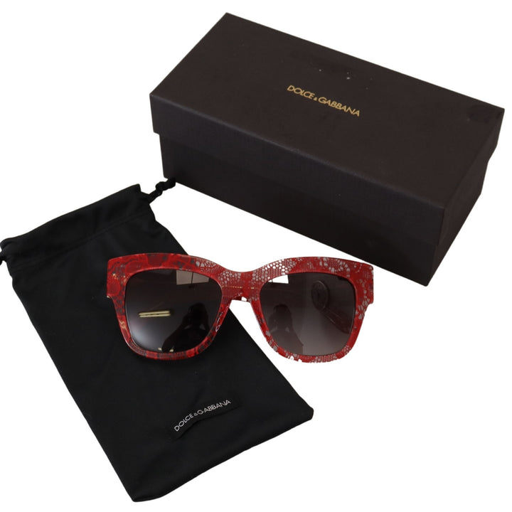 Dolce & Gabbana Red DG4231F Lace Acetate Rectangle Shades Sunglasses