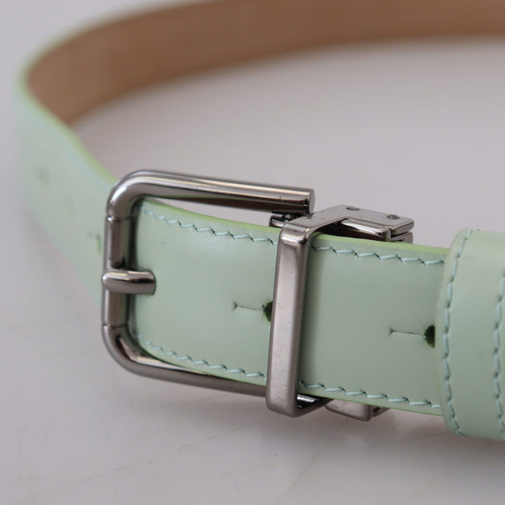 Dolce & Gabbana Mint Green Leather Silver Tone Metal Buckle