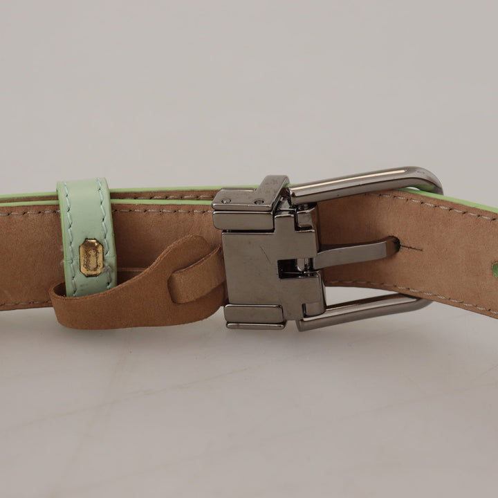 Dolce & Gabbana Mint Green Leather Silver Tone Metal Buckle