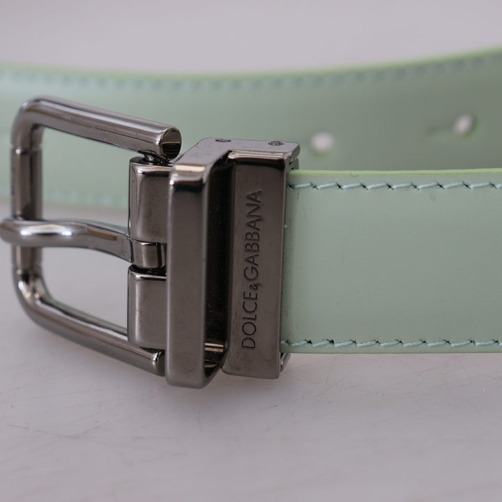 Dolce & Gabbana Mint Green Leather Silver Tone Metal Buckle