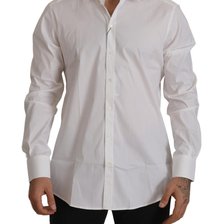 Dolce & Gabbana White Cotton Blend Formal MARTINI Shirt