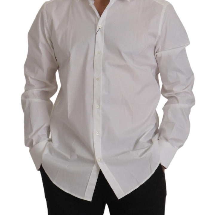 Dolce & Gabbana White Cotton Blend Formal MARTINI Shirt