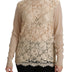 Dolce & Gabbana Beige Lace Long Sleeve Top Cashmere Blouse