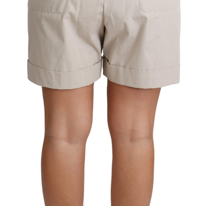 Dolce & Gabbana Beige Cotton Pleated High Waist Casual Shorts