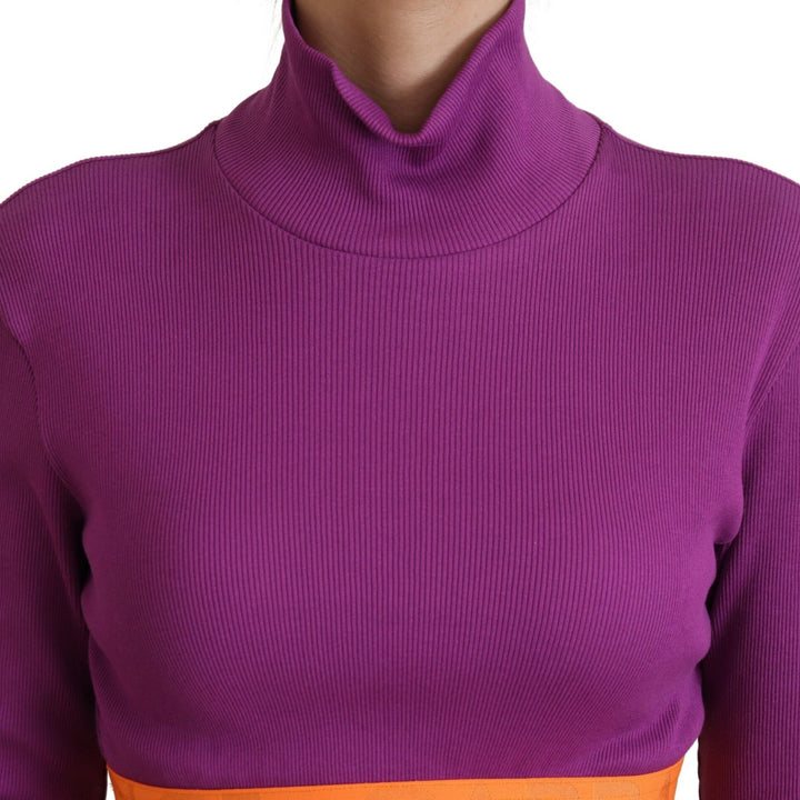 Dolce & Gabbana Purple Turtle Neck Cropped Pullover Sweater