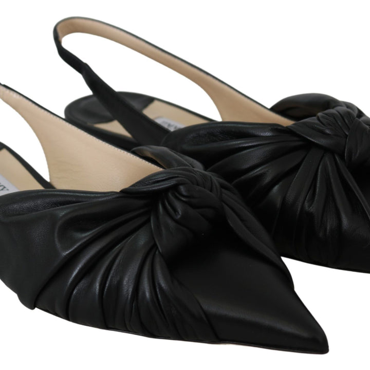 Jimmy Choo Black Leather Annabell Flat Shoes