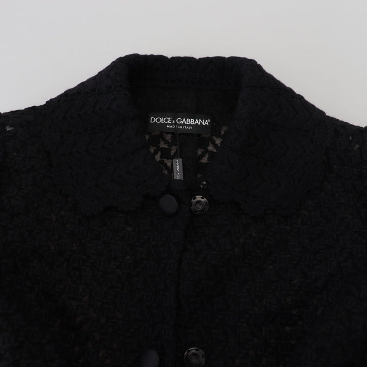 Dolce & Gabbana Black Button Down Long Blazer Cotton Jacket