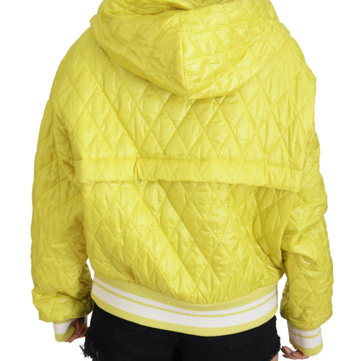 Dolce & Gabbana Yellow Nylon Quilted Hooded Pullover Jacket