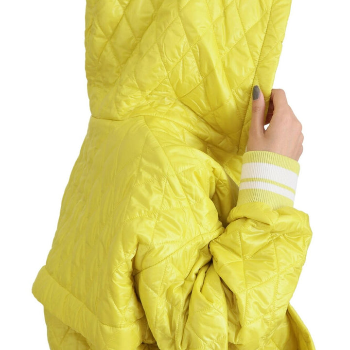Dolce & Gabbana Yellow Nylon Quilted Hooded Pullover Jacket