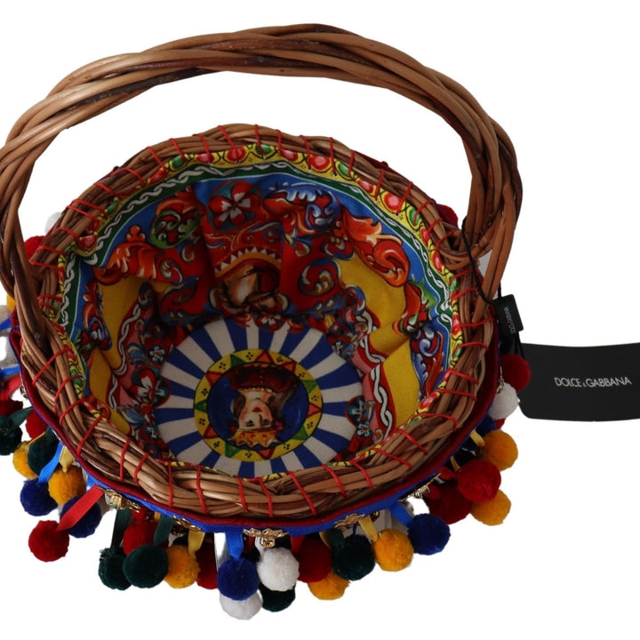 Dolce & Gabbana Multicolor Cotton Embellished Agnese Basket Tote Bag