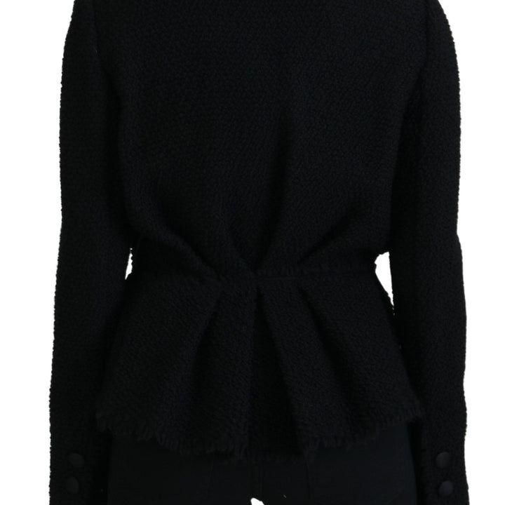 Dolce & Gabbana Black Wool Coat Blazer Wrap Jacket