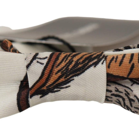 Dolce & Gabbana White Pattern Silk Adjustable Neck Papillon Bow Tie
