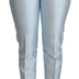 Dolce & Gabbana Light Blue Silk Cropped Tapered Trouser Pants