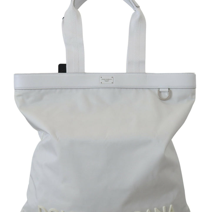 Dolce & Gabbana White Nylon DG Logo Women Shopping Hand Tote Bag