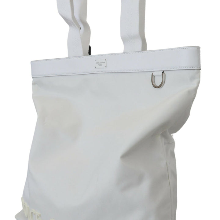 Dolce & Gabbana White Nylon DG Logo Women Shopping Hand Tote Bag