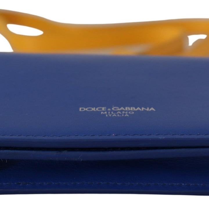 Dolce & Gabbana Blue Calf Leather Shoulder Strap Card Holder Wallet