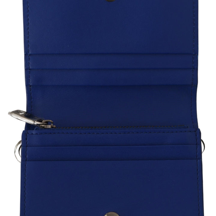 Dolce & Gabbana Blue Calf Leather Shoulder Strap Card Holder Wallet