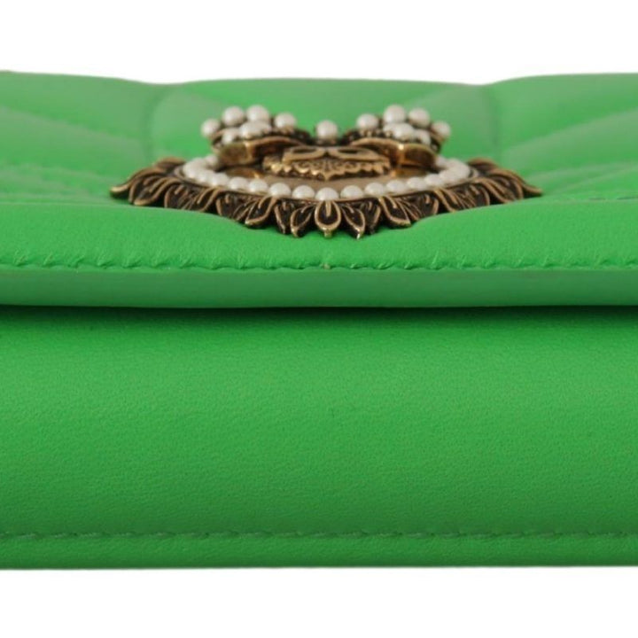 Dolce & Gabbana Green Leather Devotion Cardholder IPHONE 11 PRO Wallet