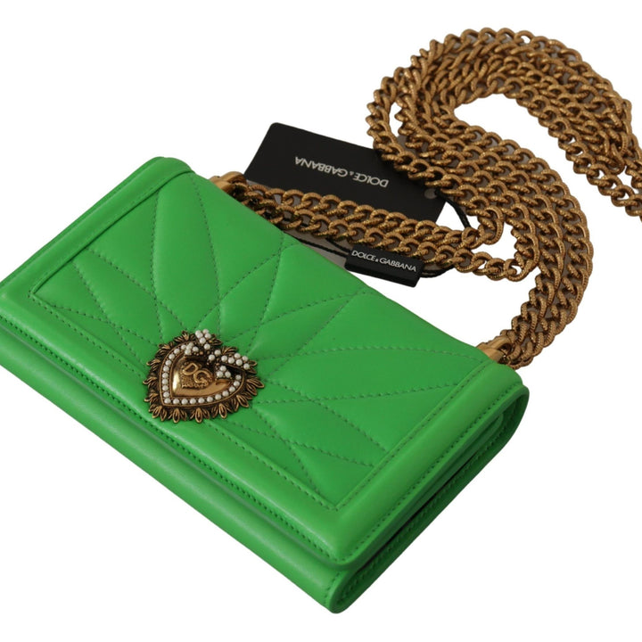 Dolce & Gabbana Green Leather Devotion Cardholder IPHONE 11 PRO Wallet