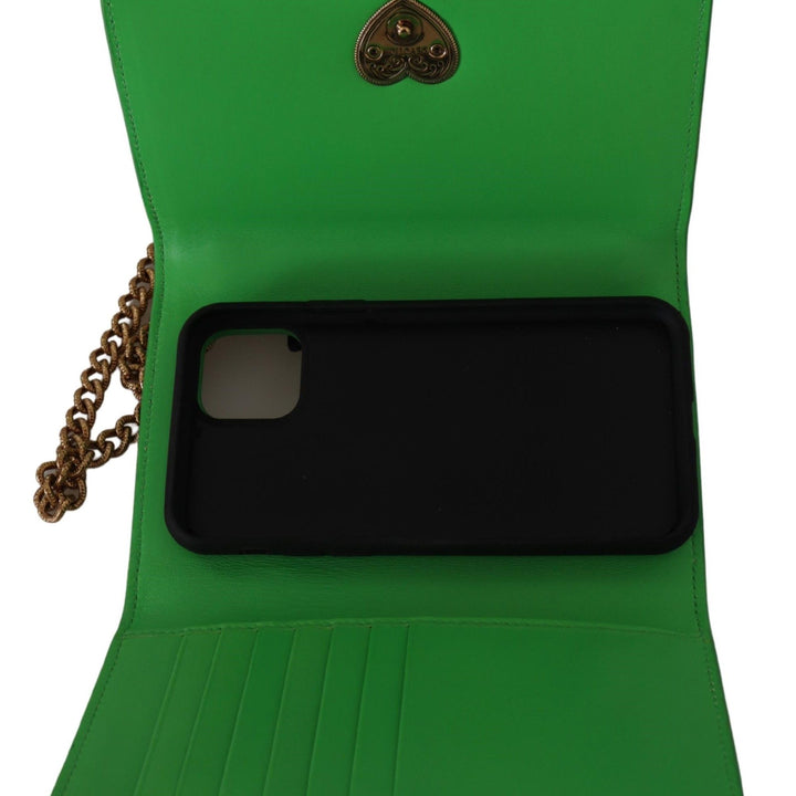 Dolce & Gabbana Green Leather Devotion Cardholder IPHONE 11 PRO Wallet