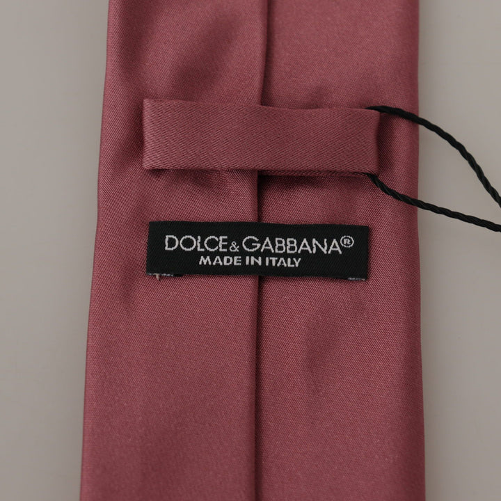 Dolce & Gabbana Pink Solid Print Silk Adjustable Necktie Accessory Tie
