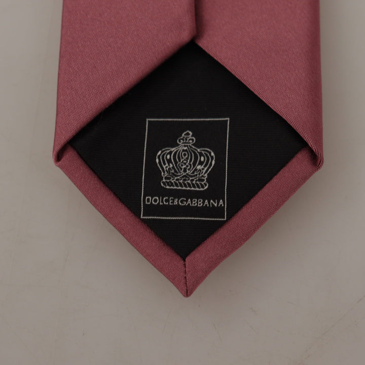 Dolce & Gabbana Pink Solid Print Silk Adjustable Necktie Accessory Tie