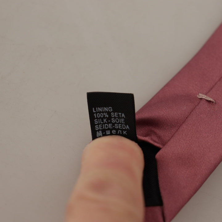 Dolce & Gabbana Pink Solid Print Silk Adjustable Necktie Accessory Tie