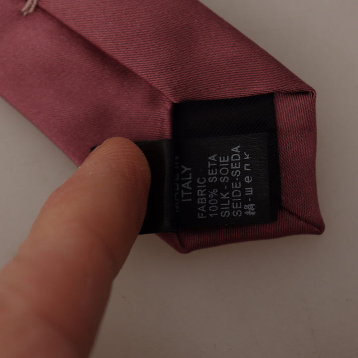 Dolce & Gabbana Pink Solid Print Silk Adjustable Necktie Accessory Tie
