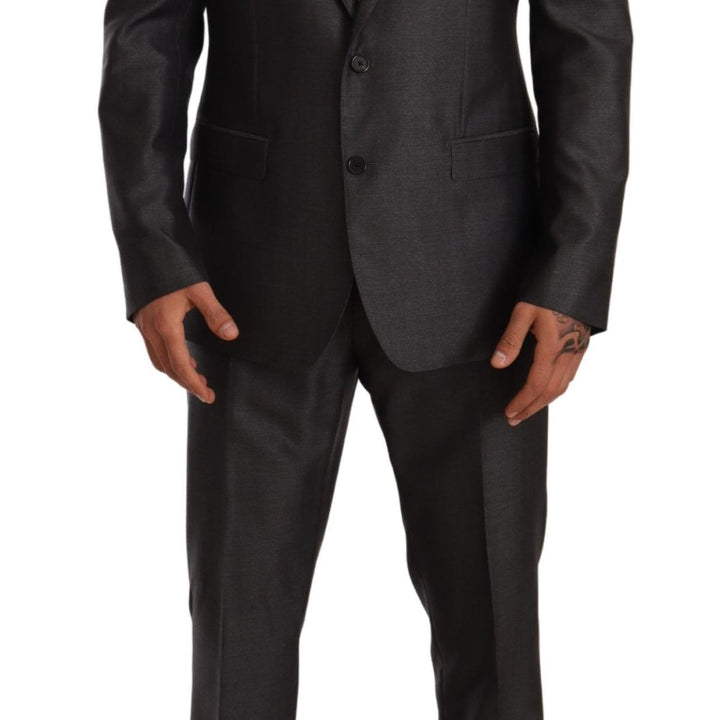Dolce & Gabbana Gray Slim Fit Wool Silk MARTINI Suit