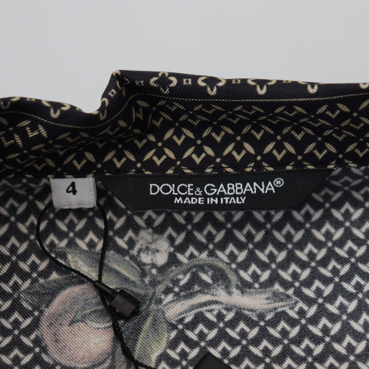 Dolce & Gabbana Multicolor Ostrich Silk Satin Casual Shirt