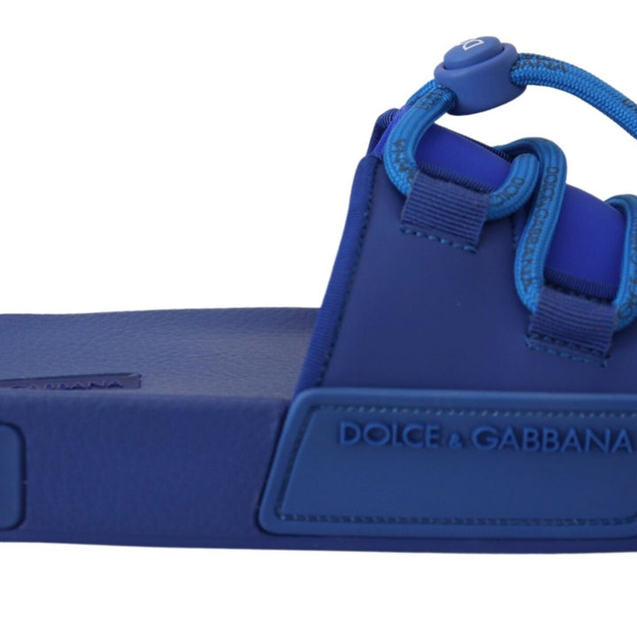 Dolce & Gabbana Blue Stretch Rubber Sandals Slides Slip On Shoes