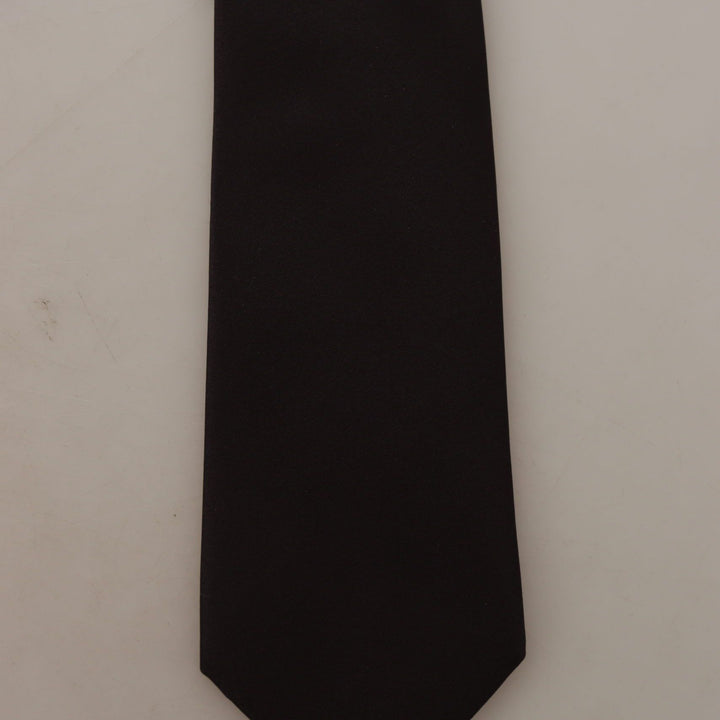 Dolce & Gabbana Black Flower Pattern Accessory 100% Silk Tie