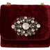 Dolce & Gabbana Bordeaux Velvet Crystals Mini Crossbody Women Bag