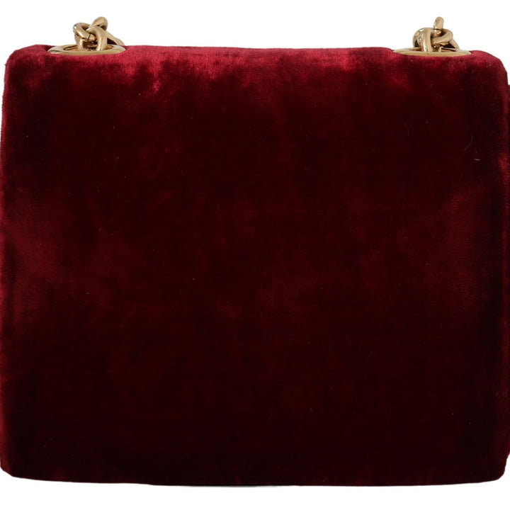 Dolce & Gabbana Bordeaux Velvet Crystals Mini Crossbody Women Bag