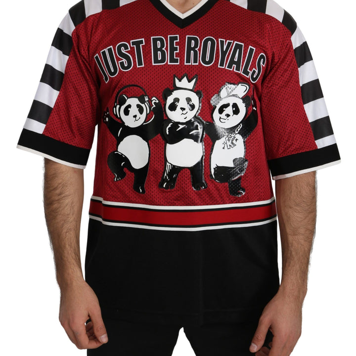Dolce & Gabbana Red Black Oversize Panda T-Shirt