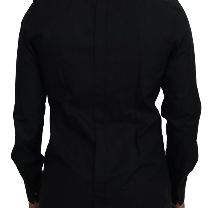 Dolce & Gabbana GOLD Black Tuxedo Slim Fit Cotton Shirt