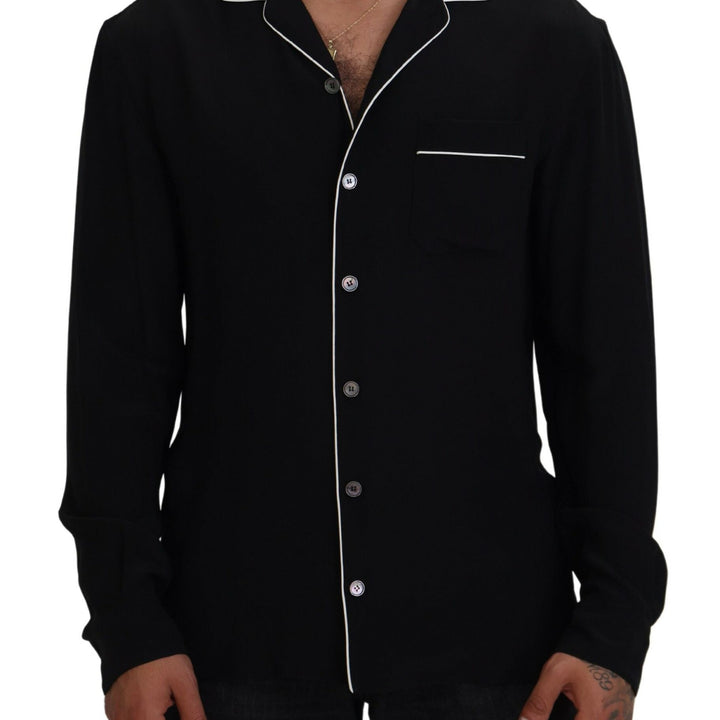 Dolce & Gabbana Black Silk Pajama Top Shirt