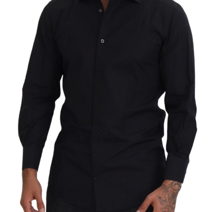 Dolce & Gabbana Black GOLD Cotton Collared Long Sleeve Shirt