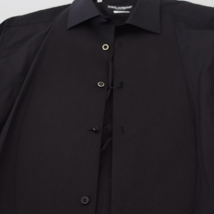 Dolce & Gabbana Black GOLD Cotton Collared Long Sleeve Shirt