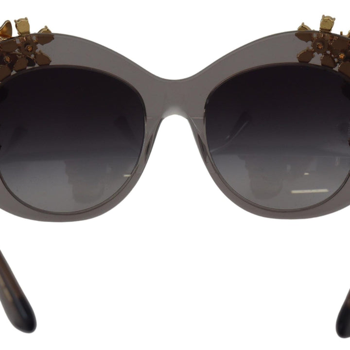 Dolce & Gabbana Grey Acetate Frame Crystals Cat Eye DG4245B Sunglasses