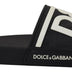 Dolce & Gabbana Black Rubber D&G Logo Shoes Slides Sandals
