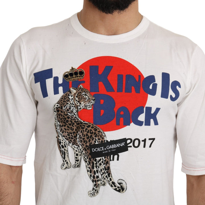 Dolce & Gabbana White Leopard Royal Top T-shirt