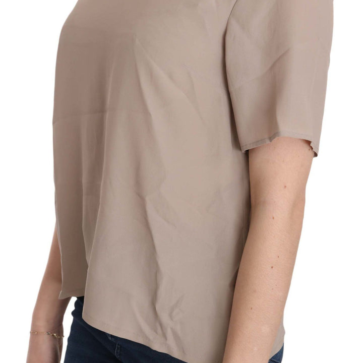 Dolce & Gabbana Beige Crew Neck Short Sleeve Blouse