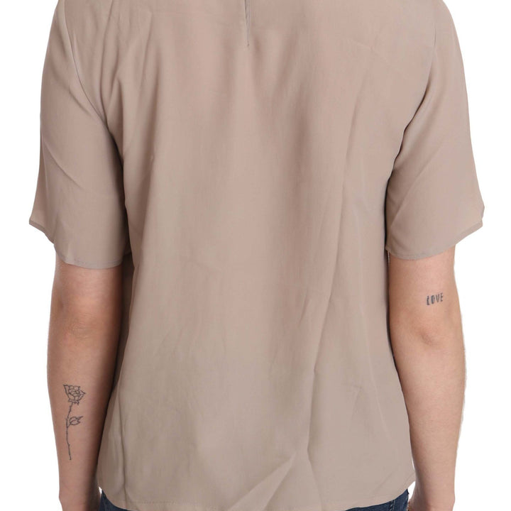 Dolce & Gabbana Beige Crew Neck Short Sleeve Blouse