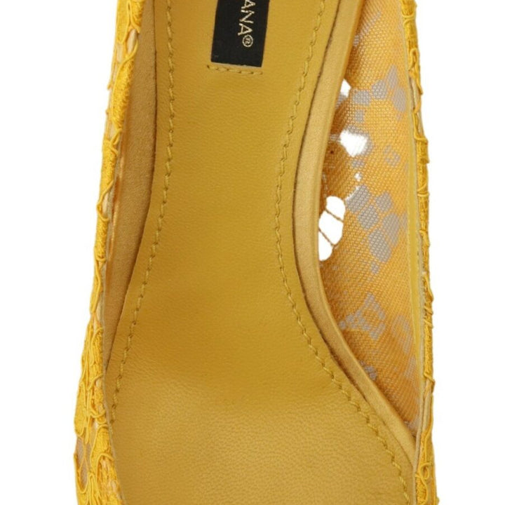 Dolce & Gabbana Yellow Taormina Lace Crystal Heels Pumps Shoes