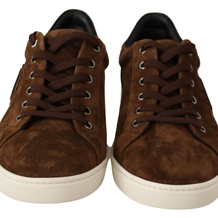 Dolce & Gabbana Brown Suede Leather Mens Low Tops Sneakers