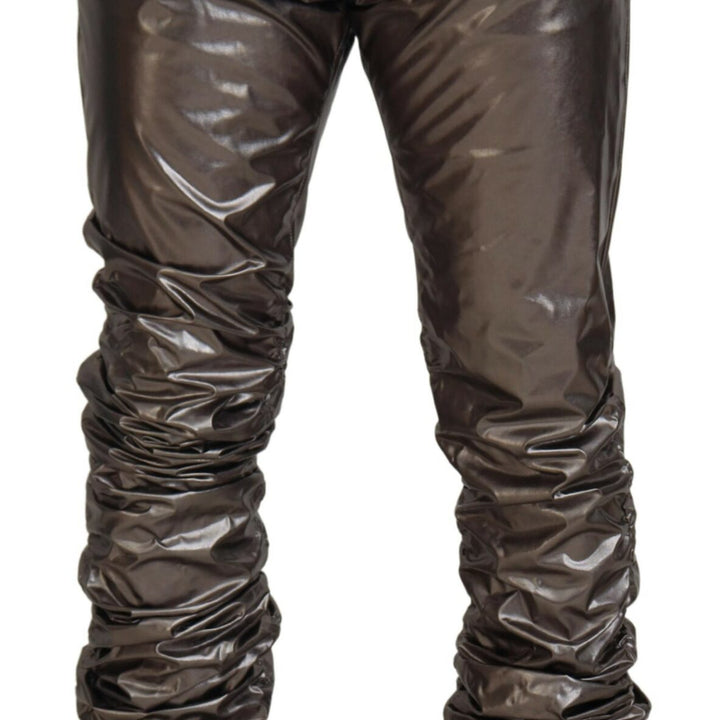 Dolce & Gabbana Silver Metallic Nylon Stretch Pants