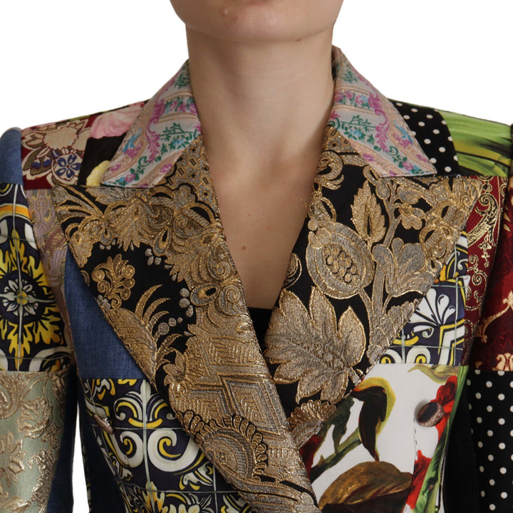 Dolce & Gabbana Multicolor Double-Breasted Patchwork Jacquard Blazer Jacket