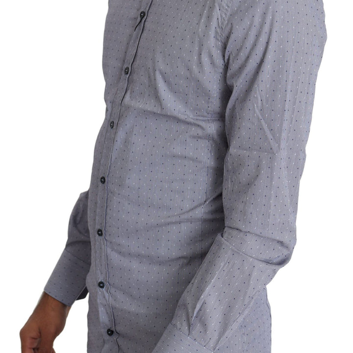 Dolce & Gabbana Gray Dotted Semi Fitted Formal SICILIA Shirt